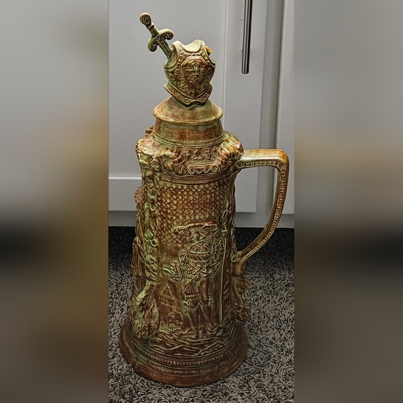 Massive Handmade Beer Stein Ceramic with Spanish Design